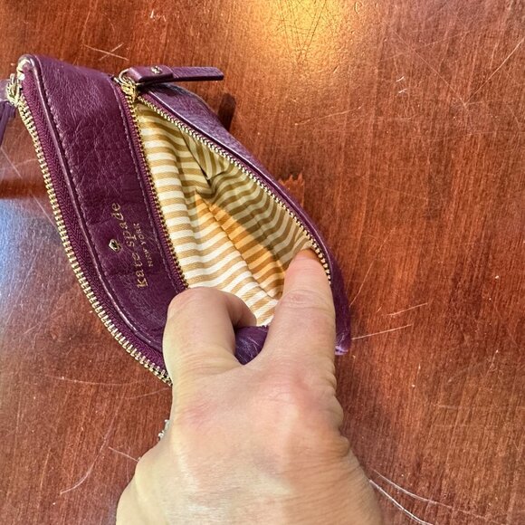 KATE SPADE Authentic Two Zipper Purple Wristlet Wallet Pouch Clutch - Picture 6 of 8
